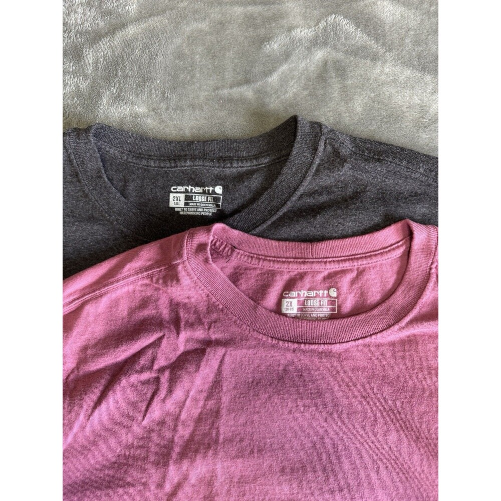 Lot Of 2 Carhartt Long Sleeve Crew Neck Pullover Gray/Red Original Fit Shirt 2XL